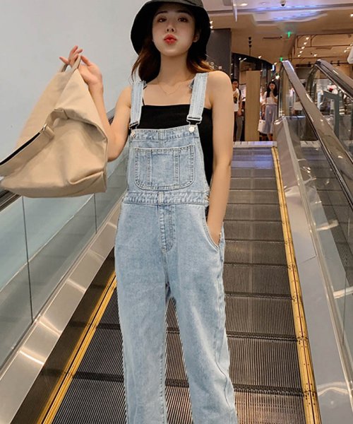 クーポン セール Off デニムサロペット レディース オーバーオール ハイウエスト オールシーズン 着やせ オールインワンパンツ お洒落 長いズボン ミニミニストア Miniministore Magaseek