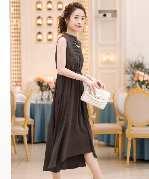 クーポン レース プリーツワンピース ロングスカート 結婚式ワンピース 二次会 謝恩会 セレモニー大きいサイズ対応フォーマルパーティードレス プールヴー Pourvous Magaseek