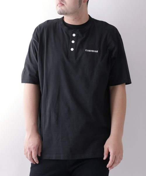 MARUKAWA(大きいサイズのマルカワ)/【CONVERSE】コンバース Tシャツ 大きいサイズ ヘンリーネック ワンポイント ロゴ 刺繍 半袖 ティーシャツ アメカジ カジュアル/img02
