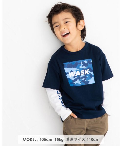 WASK(ワスク)/BOXロゴ 半袖 Tシャツ  ＋長袖 ロンT セット (100~160cm)/img01