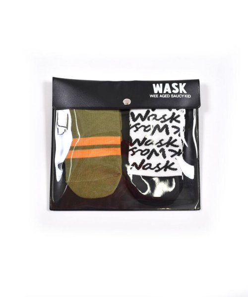 WASK(ワスク)/ライン+ロゴ柄 2P ショート ソックス (15~24cm)/img01