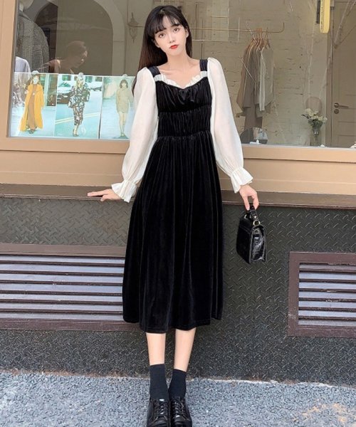 セール ロングワンピース レディース 異素材切替 べロアワンピース 長袖 スクエアネックワンピース 韓国風 Aラインワンピ 春秋 ミニミニストア Miniministore Magaseek セール ロングワンピース レディース 異素材切替 べロアワンピース 長袖 スクエアネックワンピース 韓国風 Aラインワンピ 春秋 ミニミニストア Miniministore Magaseek