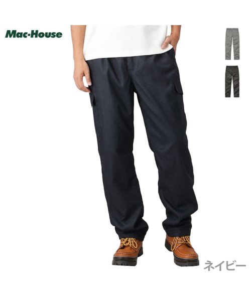 MAC HOUSE(men)(マックハウス（メンズ）)/Navy ネイビー 裏フリースウールライク防風カーゴパンツ 394108MH/img01