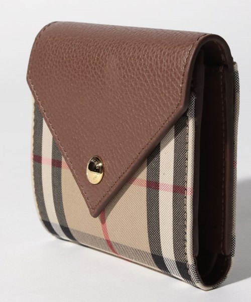 BURBERRY(バーバリー)/【BURBERRY】Vintage Check & Grainy Leather Folding Wallet 三つ折り財布 バーバリー 8026116/img01