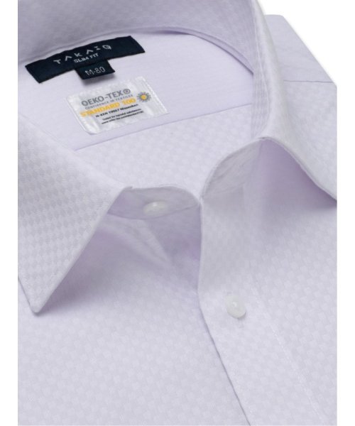 TAKA-Q(タカキュー)/形態安定 吸水速乾 スリムフィット ワイドカラー長袖シャツ/img01