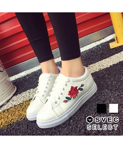 セール 10 Off スニーカー レディース 刺繍 バラ ローカット 1 2 Ms シュベック Svec Magaseek