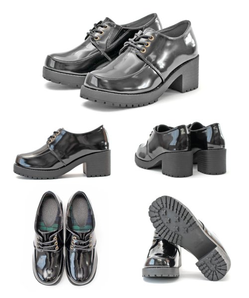 セール 13 Off オックスフォードシューズ チャンキーヒール レースアップ 厚底 ブラック エナメル レディース カジュアル シューズ ボリュームソール シンプル Lirio Blanco Lirio Blanco Magaseek