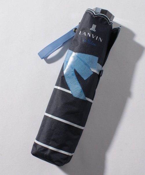 LANVIN en Bleu(umbrella)(ランバンオンブルー（傘）)/LANVIN en Bleu（ランバン オン ブルー）晴雨兼用折りたたみ日傘　りぼんボーダー×スカラ刺繍/img02