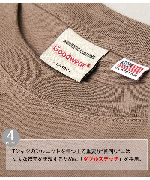 Goodwear(グッドウェア)/Goodwear グッドウェア USAコットン 袖リブ ポケット付き ロングスリーブTシャツ ロンT 長袖 スーパービッグシルエット オーバーサイズ/img05