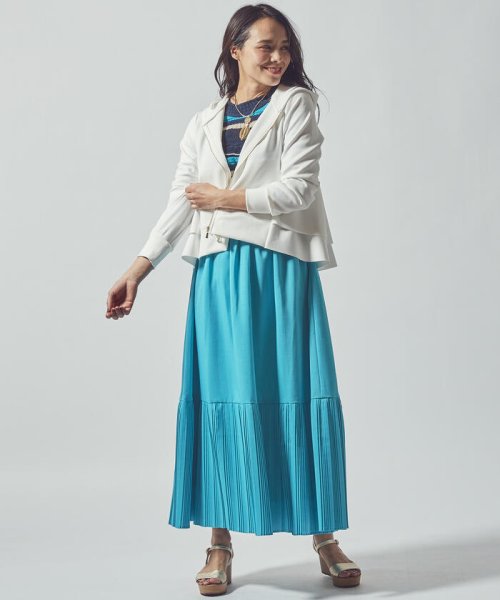 Viaggio Blu(ビアッジョブルー)/リネンライク裾切替プリーツスカート/img18