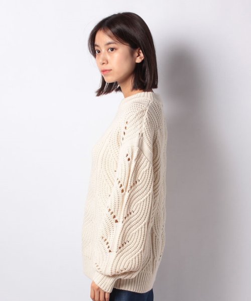 NICE CLAUP OUTLET(ナイスクラップ　アウトレット)/【natural couture】透かし柄編み3Gニット/img01