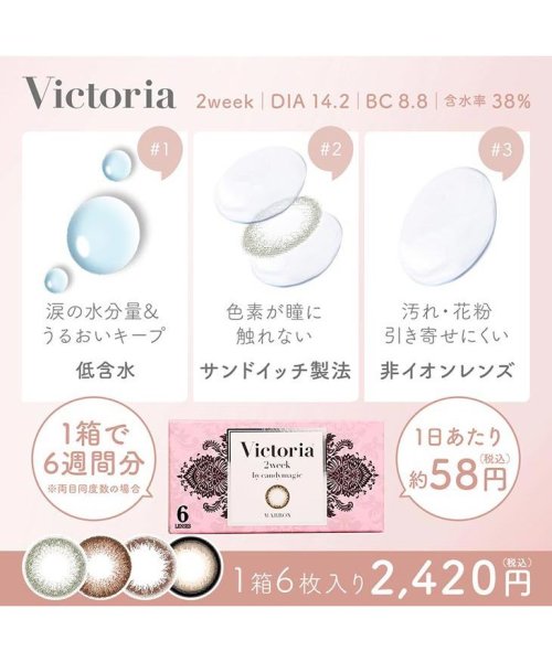 カラコン ヴィクトリア 2week By キャンディーマジック 1箱6枚入 度あり 度なし 14 2mm 菜々緒victoria2week By Candym モアコンタクト Morecontact Magaseek