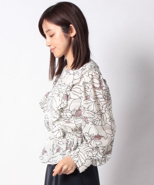 線画花柄プリントフリル付ブラウス カールパークレーン Karl Park Lane Magaseek