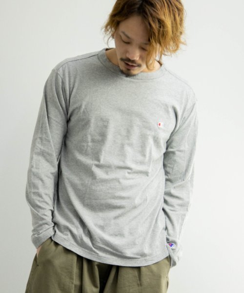 Nylaus(ナイラス)/Champion C3－P401 ワンポイントロゴ刺繍 ロングスリーブ Tシャツ/img01