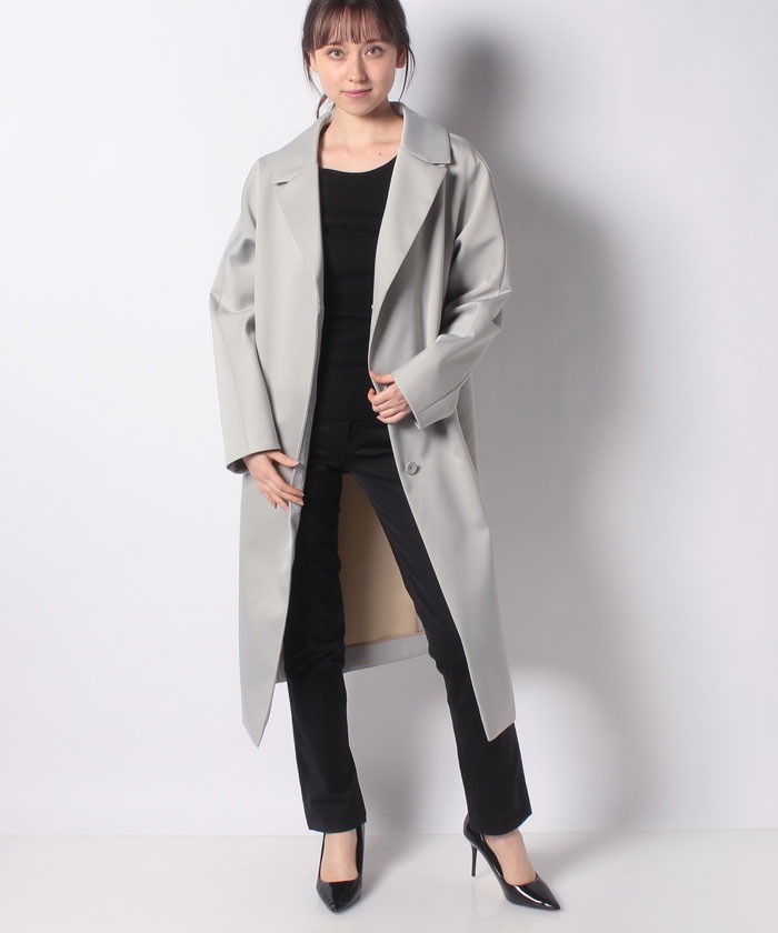 44 割引ライトグレー無料発送 シャンブレーチェスターコート アウター レディースライトグレー Baltic Jewelry Com