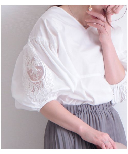 Sawa a la mode(サワアラモード)/花刺繍レースのぽわん袖トップス/img21