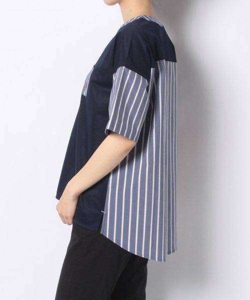Munsingwear(マンシングウェア)/ストライプ×無地オーバーサイズ半袖シャツ【アウトレット】/img01