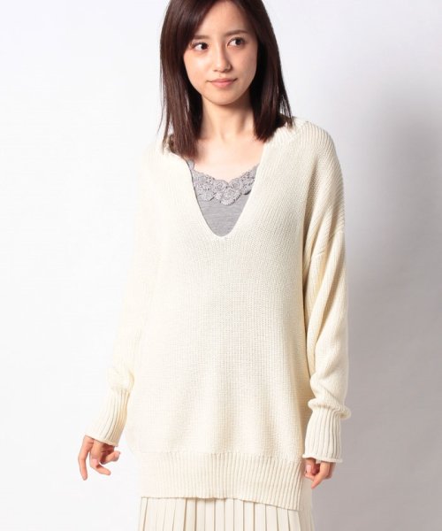 NICE CLAUP OUTLET(ナイスクラップ　アウトレット)/【natural couture】深Vスリット片畦ニット/img05