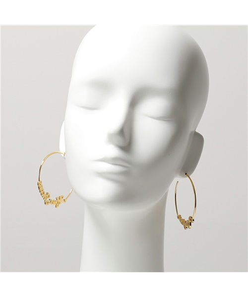 M0016073 THE LOGO HOOP SMALL STRASS フープピアス アクセサリー ラインストーン ロゴ 710/GOLD レディース