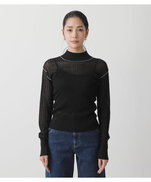 AZUL by moussy(アズールバイマウジー)/SHEER COLOR STITCH KNIT TOPS/img04