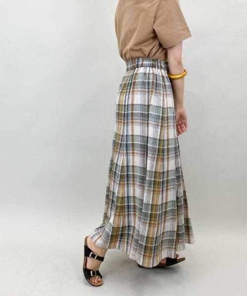 セール】リネンパネルロングスカート(503893484) フレディレピ(FREDY REPIT) MAGASEEK FREDY REPIT フレディレピ チェックスカート ブラウン プリーツ