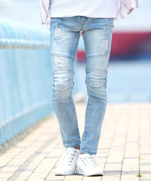セール マルチタイプデニムパンツ ダメージ デニム ジーンズ メンズ デニムパンツ クラッシュ ストレッチ ジギーズショップ Jiggys Shop Magaseek