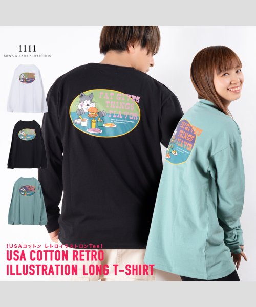 セール Usaコットン レトロイラスト ロンtee 長袖tシャツ メンズ 長袖tシャツ レディース ロンt メンズ ロンt レディース クルーネック 長袖 Tシャツ ワンフォークロージング 1111clothing Magaseek