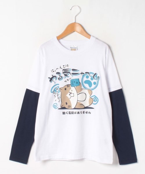 セール 猫渕さん ねこぶちさん ネコブチ フェイクレイヤード ロンt 長袖tシャツ ゆるキャラ 猫 イラスト マルカワ Marukawa Magaseek