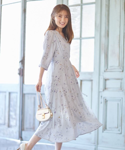 セール Cherish Myheartさんコラボ ウエストりぼん付きフラワープリントカシュクールワンピース トッコクローゼット Tocco Closet Magaseek