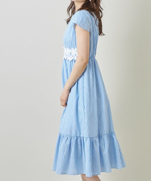 ウエストレース装飾ハートネックギンガムチェックワンピース トッコクローゼット Tocco Closet Magaseek