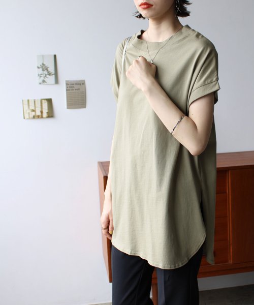 GeeRA(ジーラ)/綿100%フレンチスリーブチュニックTシャツ/img05
