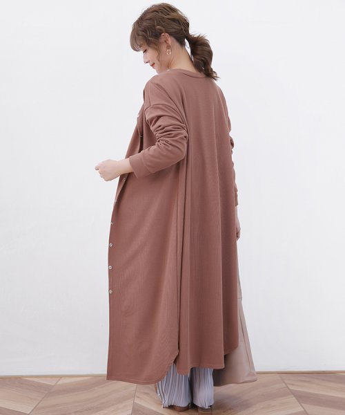 ワンピース 長袖 ロングワンピース ロング カットソーワンピース カーディガン ロングカーディガン ポンチ素材 ブラック ベージュ グレー 黒 春 秋 2way ドゥーベル Doux Belle Magaseek