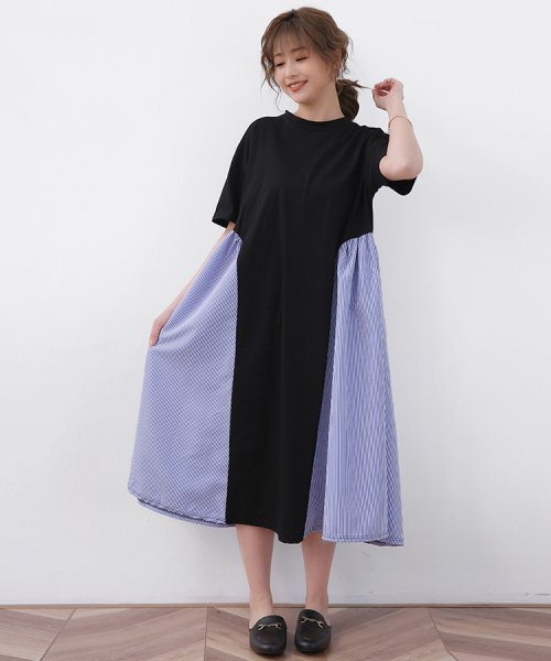 セール 40 Off ワンピース レディース ロングワンピース 半袖 マキシ丈ワンピース 大きいサイズ ロング丈ワンピース フレアワンピース ストライプ ゆったり プチプラ ドゥーベル Doux Belle Magaseek