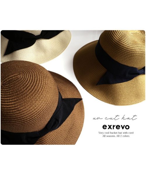 exrevo(エクレボ)/【洗える！UVカット ハット】リボン 日よけ UV つば広帽 畳める レディース 帽子 トレンド UV対策 紫外線対策 グレージュ ブラック チューリップハット/img15