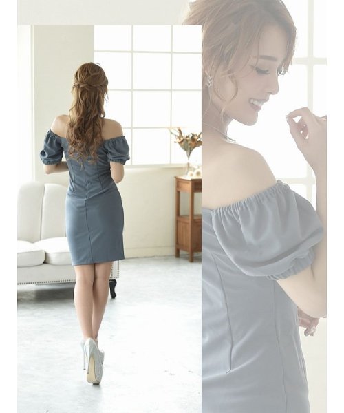 Rew-You(リューユ)/ワンカラー 袖付き スカートセットアップ オフショル ドレス/img08