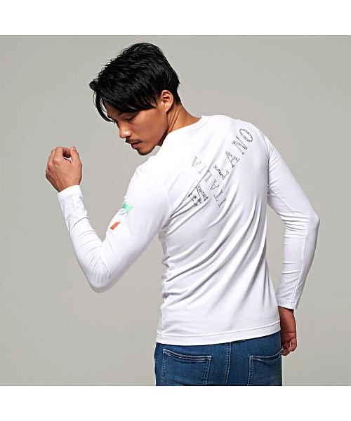 長袖tシャツ メンズ ブランド ロンt Vネック エンブレム ワンポイント おしゃれ ブラック グレー ホワイト 白 黒 カジュアル スポーティー ラグジュアリ ヴィオラ Viola Magaseek