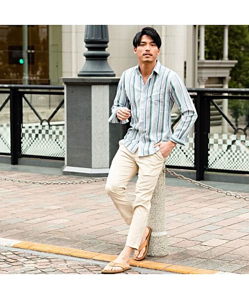 メンズ シャツ 長袖 おしゃれ パナマシャツ シアサッカーシャツ カジュアル ブランド ストライプ 綿100 コットン パナマ織り リゾートシャツ春物 プレゼ キャバリア Cavaria Magaseek