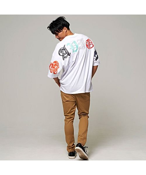 Tシャツ メンズ 半袖 ブランド 大きめ 大きいサイズ ティーシャツ ペイズリー アップリケ 刺繍 クルーネック モンスターシルエット ビッグシルエット トップ キャバリア Cavaria Magaseek