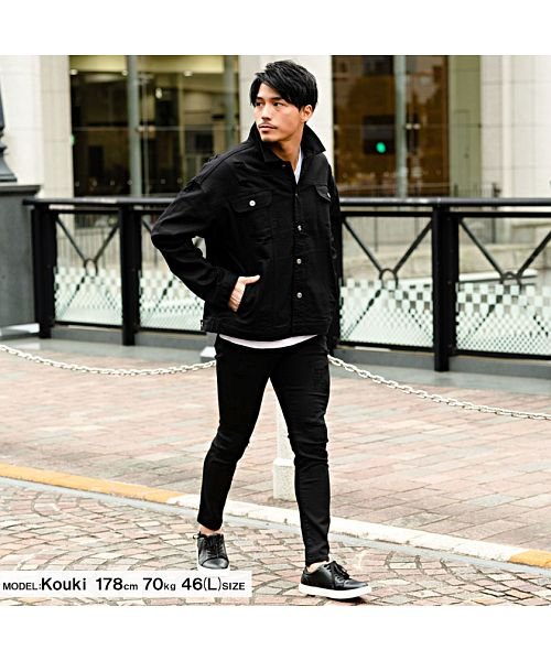 デニムジャケット メンズ Gジャン ストレッチ 伸縮性 セットアップ可 羽織 オーバーサイズ 大きめ アウター クラッシュ ゆったり マート ダメージ カジュアル スト