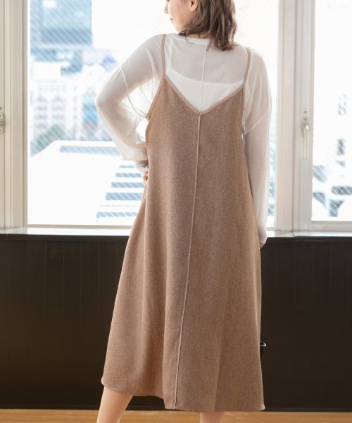 サテンパイピングマキシ丈キャミワンピース 春 春服 アドティエ Ad Thie Magaseek