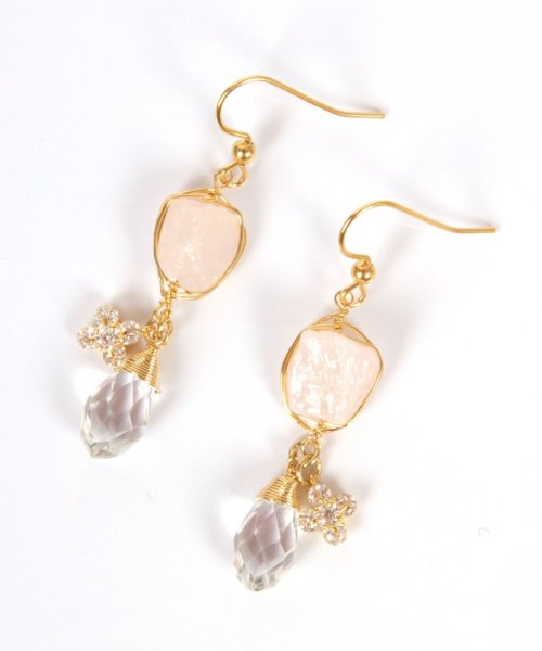 K14gf ローズクォーツ ガラス花ピアス Vyasa Com