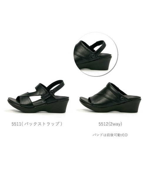 FOOT PLACE(フットプレイス)/ピュアウォーカー ボーテ ナースサンダル オフィスサンダル ブラック DM－PW551/img02