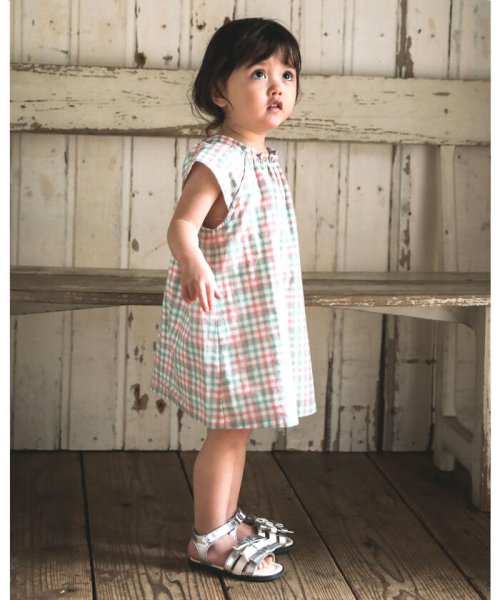 セール A ライン ギャザー チェック ワンピース 80 100cm ベベ Bebe Magaseek