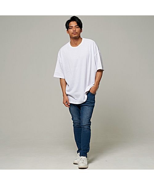 Cavaria シアサッカークルーネック半袖ビッグtシャツ 大きめ ブランド シアサッカー クルーネック 半袖tシャツ ビッグシルエット C キャバリア Cavaria Magaseek