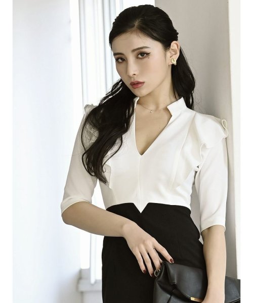 Rew-You(リューユ)/DaysPiece キャバドレス キャバクラドレス スカートセットアップ 袖付き 韓国/img01