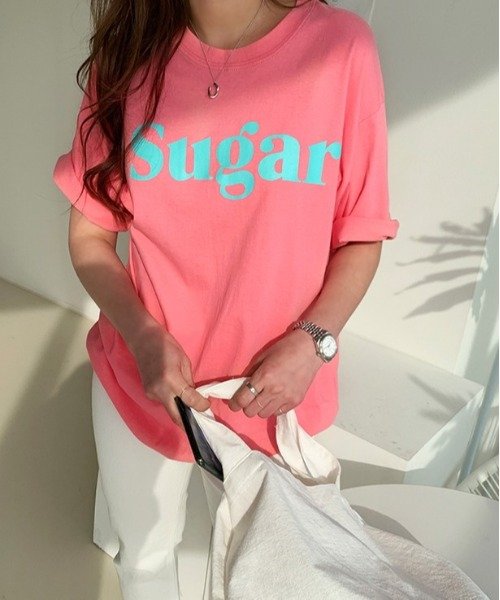 NANING9(ナンニング)/NANING9(ナンニング)Sugar半袖Tシャツ Tシャツ 半袖 ロゴ トップス ゆったり レディース オーバーサイズ/img05