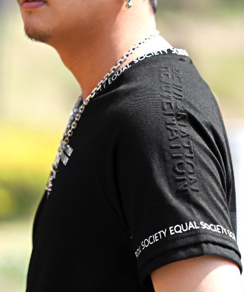 LUXSTYLE(ラグスタイル)/ラグランエンボスVネックTシャツ/Tシャツ メンズ 半袖 Vネック ロゴ プリント/img10