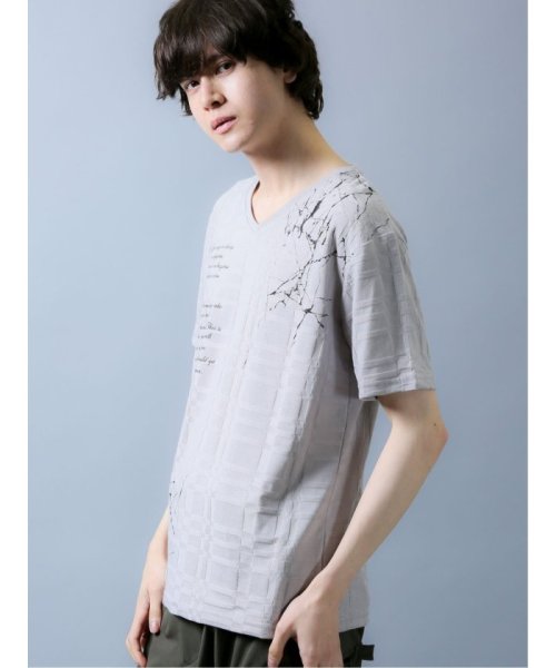 semanticdesign(セマンティックデザイン)/チェックジャガード Vネック半袖Tシャツ/img02