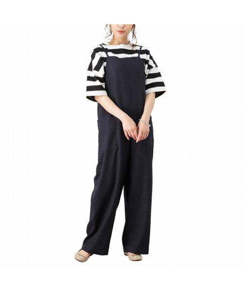 MAC HOUSE(women)(マックハウス（レディース）)/NAVY ネイビー ミント レーヨン リネン サロペット 127811313/img27