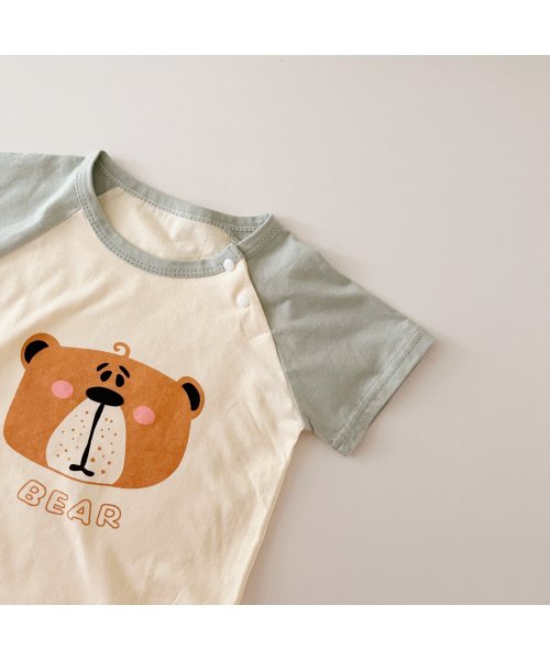 aimoha(aimoha（アイモハ）)/【aimoha－KIDS－】【新作】 かわいい動物イラストプリント 袖切り替え半袖tシャツ/img05